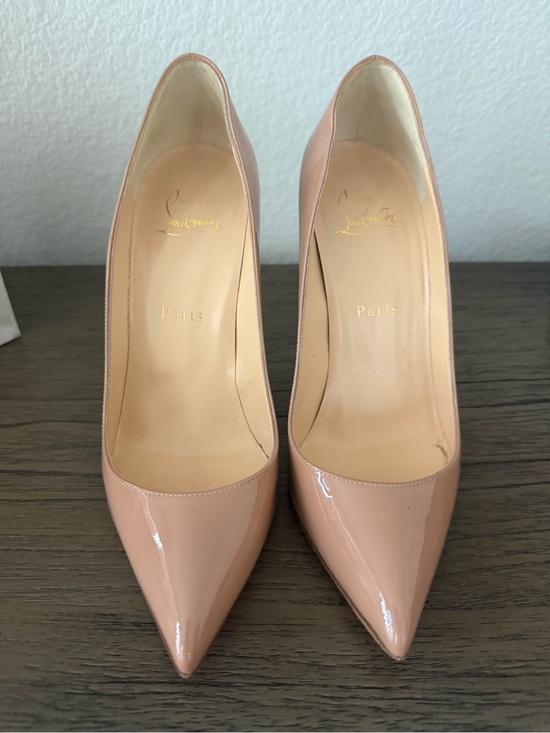 Christian Louboutin Shoes - Christian Louboutin Pigalle Follies 100 patent pumps - nude - size 38.